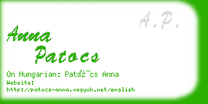 anna patocs business card